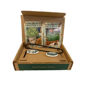 1996 Longaberger Basil and Chives Herb Marker & Seed Packet Gift Set NEW